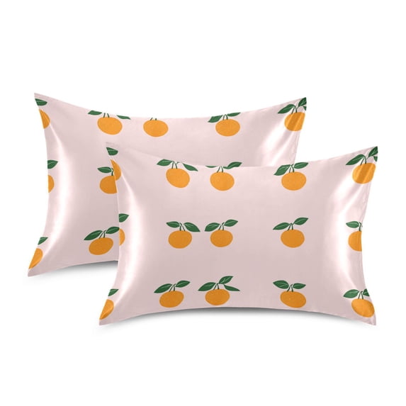 Yayeee Pillowcase Standard Size Set of 2 Satin Wrinkle Resistant Pillow Case, Cartoon Citrus