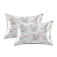 thumbnail image 1 of Yayeee Pillowcase Standard Size Set of 2 Satin Wrinkle Resistant Pillow Case, Cartoon Elephant, 1 of 8