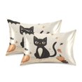 thumbnail image 1 of Yayeee Pillowcase Standard Size Set of 2 Satin Wrinkle Resistant Pillow Case, Cartoon Halloween Cat, 1 of 7