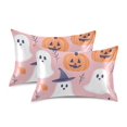 thumbnail image 1 of Yayeee Pillowcase Standard Size Set of 2 Satin Wrinkle Resistant Pillow Case, Cartoon Halloween Ghosts, 1 of 7