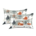 thumbnail image 1 of Yayeee Pillowcase Standard Size Set of 2 Satin Wrinkle Resistant Pillow Case, Cartoon Orange Houses, 1 of 7