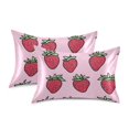 thumbnail image 1 of Yayeee Pillowcase Standard Size Set of 2 Satin Wrinkle Resistant Pillow Case, Cartoon Strawberry, 1 of 8