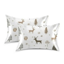 Yayeee Pillowcase Standard Size Set of 2 Satin Wrinkle Resistant Pillow Case, Christmas Forest