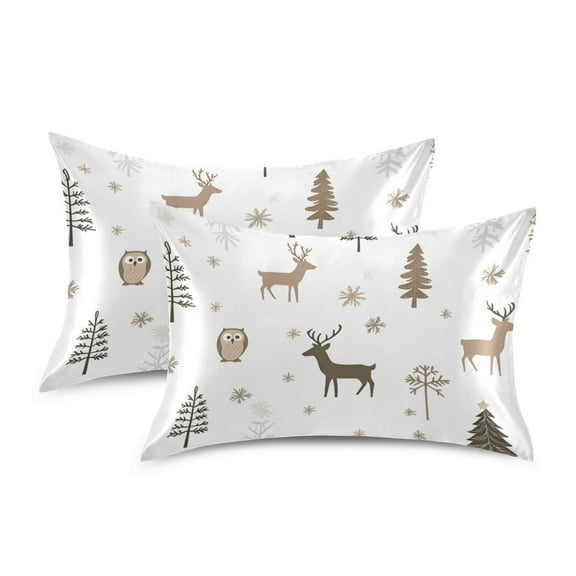 Yayeee Pillowcase Standard Size Set of 2 Satin Wrinkle Resistant Pillow Case, Christmas Forest