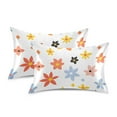 thumbnail image 1 of Yayeee Pillowcase Standard Size Set of 2 Satin Wrinkle Resistant Pillow Case, Colorful Retro Floral, 1 of 7