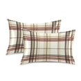 thumbnail image 1 of Yayeee Pillowcase Standard Size Set of 2 Satin Wrinkle Resistant Pillow Case, Cream Plaid, 1 of 8