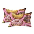 thumbnail image 1 of Yayeee Pillowcase Standard Size Set of 2 Satin Wrinkle Resistant Pillow Case, Cute Doughnuts Pattern, 1 of 8