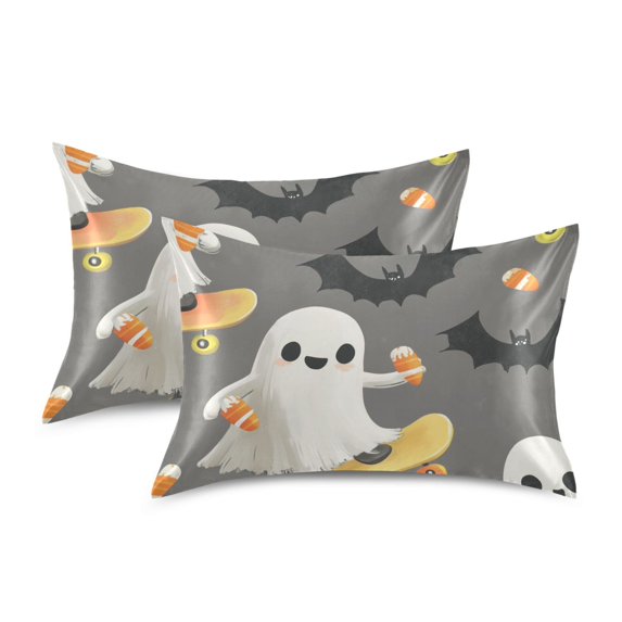 Yayeee Pillowcase Standard Size Set of 2 Satin Wrinkle Resistant Pillow Case, Cute Ghosts