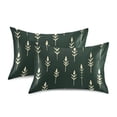 thumbnail image 1 of Yayeee Pillowcase Standard Size Set of 2 Satin Wrinkle Resistant Pillow Case, Dark Green Plants, 1 of 7
