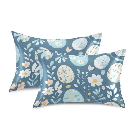 Yayeee Pillowcase Standard Size Set of 2 Satin Wrinkle Resistant Pillow Case, Easter Eggs