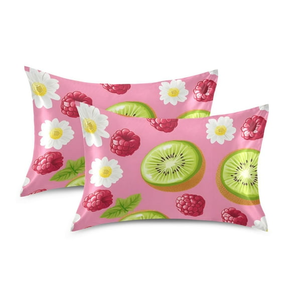 Yayeee Pillowcase Standard Size Set of 2 Satin Wrinkle Resistant Pillow Case, Floral Raspberries