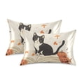 thumbnail image 1 of Yayeee Pillowcase Standard Size Set of 2 Satin Wrinkle Resistant Pillow Case, Gray Cartoon Halloween Cat, 1 of 7