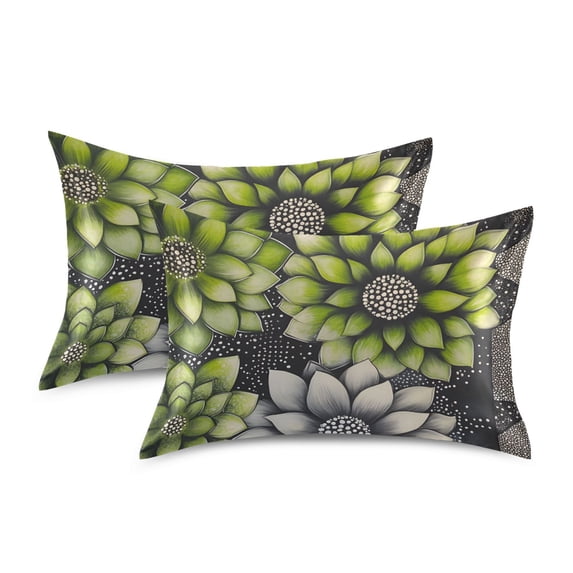 Yayeee Pillowcase Standard Size Set of 2 Satin Wrinkle Resistant Pillow Case, Gray Floral