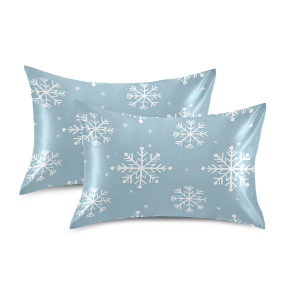 Yayeee Pillowcase Standard Size Set of 2 Satin Wrinkle Resistant Pillow Case, Gray Snowflake