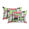 thumbnail image 1 of Yayeee Pillowcase Standard Size Set of 2 Satin Wrinkle Resistant Pillow Case, Green Abstract Geometric, 1 of 8