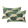 thumbnail image 1 of Yayeee Pillowcase Standard Size Set of 2 Satin Wrinkle Resistant Pillow Case, Green Abstract Shapes, 1 of 7