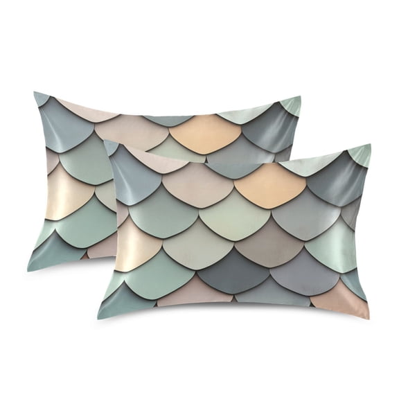 Yayeee Pillowcase Standard Size Set of 2 Satin Wrinkle Resistant Pillow Case, Green Art Pattern