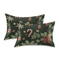thumbnail image 1 of Yayeee Pillowcase Standard Size Set of 2 Satin Wrinkle Resistant Pillow Case, Green Christmas Holly, 1 of 8
