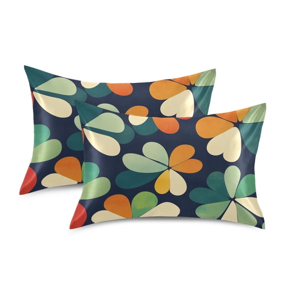 Yayeee Pillowcase Standard Size Set of 2 Satin Wrinkle Resistant Pillow Case, Green Clover Pattern