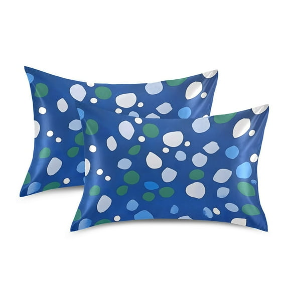 Yayeee Pillowcase Standard Size Set of 2 Satin Wrinkle Resistant Pillow Case, Green Dots