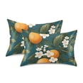 thumbnail image 1 of Yayeee Pillowcase Standard Size Set of 2 Satin Wrinkle Resistant Pillow Case, Green Floral Orange, 1 of 7
