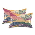 thumbnail image 1 of Yayeee Pillowcase Standard Size Set of 2 Satin Wrinkle Resistant Pillow Case, Green Floral Wave, 1 of 8