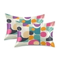 thumbnail image 1 of Yayeee Pillowcase Standard Size Set of 2 Satin Wrinkle Resistant Pillow Case, Green Geometric, 1 of 7