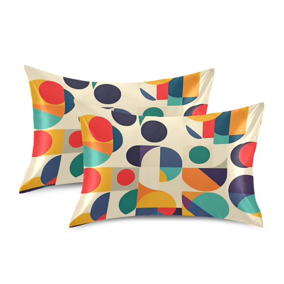 Yayeee Pillowcase Standard Size Set of 2 Satin Wrinkle Resistant Pillow Case, Green Geometric