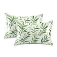 thumbnail image 1 of Yayeee Pillowcase Standard Size Set of 2 Satin Wrinkle Resistant Pillow Case, Green Leafy Pattern, 1 of 8