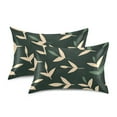 thumbnail image 1 of Yayeee Pillowcase Standard Size Set of 2 Satin Wrinkle Resistant Pillow Case, Green Leaves, 1 of 7