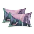 thumbnail image 1 of Yayeee Pillowcase Standard Size Set of 2 Satin Wrinkle Resistant Pillow Case, Green Night Deer, 1 of 7