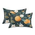 thumbnail image 1 of Yayeee Pillowcase Standard Size Set of 2 Satin Wrinkle Resistant Pillow Case, Green Oranges, 1 of 7