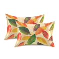 thumbnail image 1 of Yayeee Pillowcase Standard Size Set of 2 Satin Wrinkle Resistant Pillow Case, Green Retro Autumn Leaves, 1 of 7