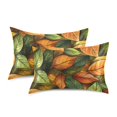thumbnail image 1 of Yayeee Pillowcase Standard Size Set of 2 Satin Wrinkle Resistant Pillow Case, Green Retro Leaves, 1 of 7