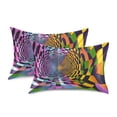 thumbnail image 1 of Yayeee Pillowcase Standard Size Set of 2 Satin Wrinkle Resistant Pillow Case, Green Wavy Plaid, 1 of 7
