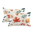 thumbnail image 1 of Yayeee Pillowcase Standard Size Set of 2 Satin Wrinkle Resistant Pillow Case, Hand Drawn Autumn Leaves, 1 of 7