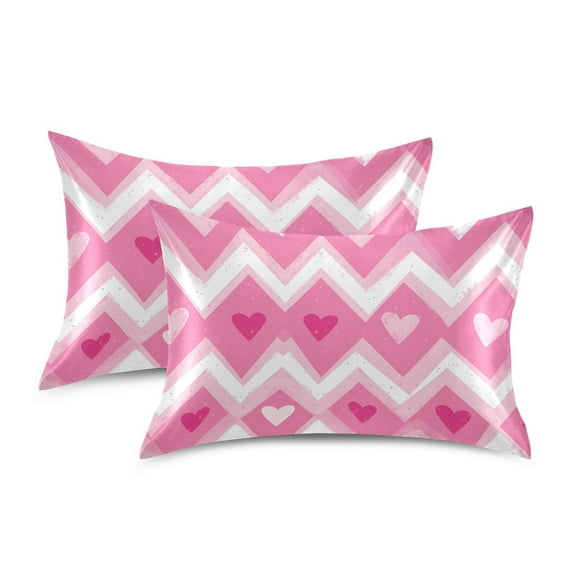 Yayeee Pillowcase Standard Size Set of 2 Satin Wrinkle Resistant Pillow Case, Heart Geometric