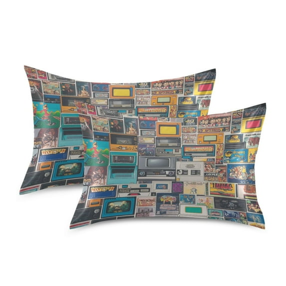 Yayeee Pillowcase Standard Size Set of 2 Satin Wrinkle Resistant Pillow Case, Large Retro Collection Pattern