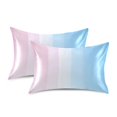 thumbnail image 1 of Yayeee Pillowcase Standard Size Set of 2 Satin Wrinkle Resistant Pillow Case, Light Blue Stripes, 1 of 7