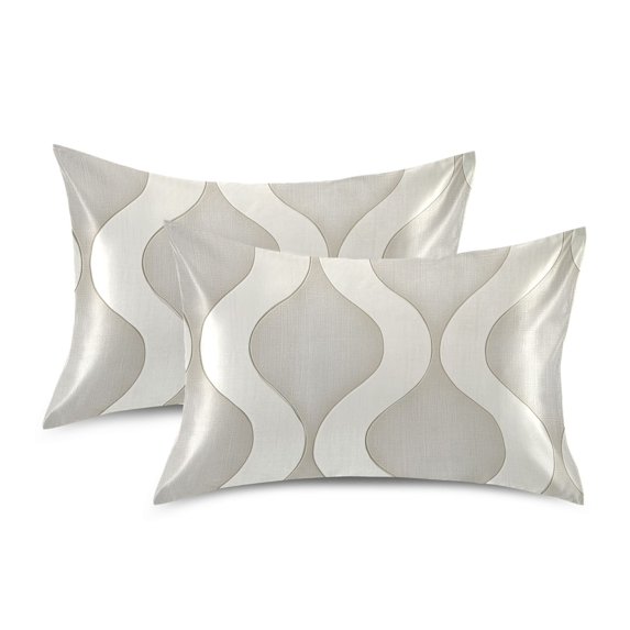 Yayeee Pillowcase Standard Size Set of 2 Satin Wrinkle Resistant Pillow Case, Light Gray Pattern