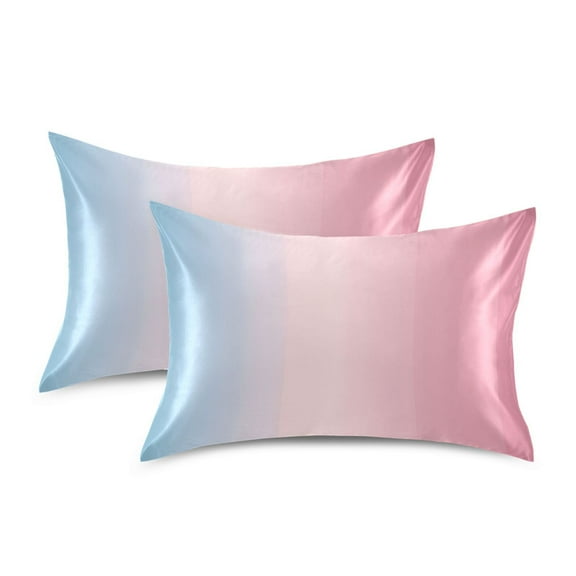 Yayeee Pillowcase Standard Size Set of 2 Satin Wrinkle Resistant Pillow Case, Light Pink Gradient