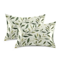 Yayeee Pillowcase Standard Size Set of 2 Satin Wrinkle Resistant Pillow Case, Lush Greenery