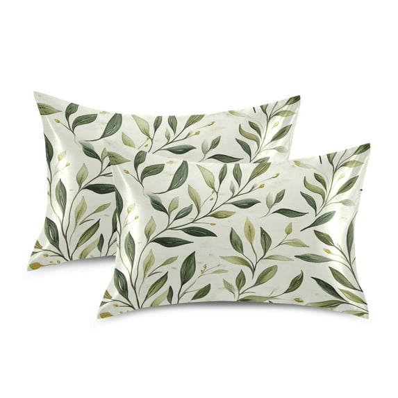 Yayeee Pillowcase Standard Size Set of 2 Satin Wrinkle Resistant Pillow Case, Lush Greenery