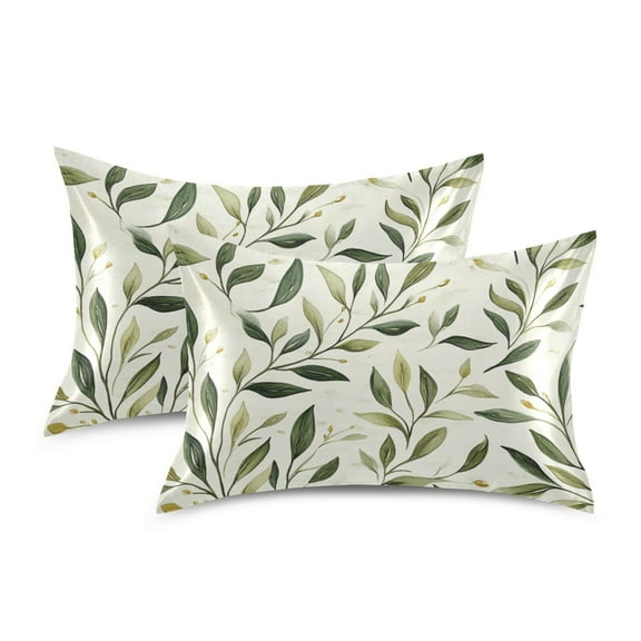 Yayeee Pillowcase Standard Size Set of 2 Satin Wrinkle Resistant Pillow Case, Lush Greenery
