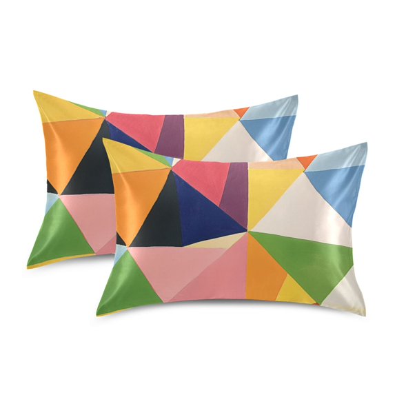 Yayeee Pillowcase Standard Size Set of 2 Satin Wrinkle Resistant Pillow Case, Minimalist Triangles