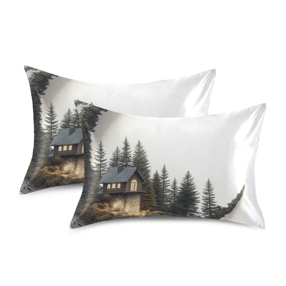 Yayeee Pillowcase Standard Size Set of 2 Satin Wrinkle Resistant Pillow Case, Moon House
