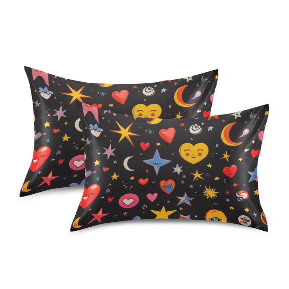 Yayeee Pillowcase Standard Size Set of 2 Satin Wrinkle Resistant Pillow Case, Moon Pattern