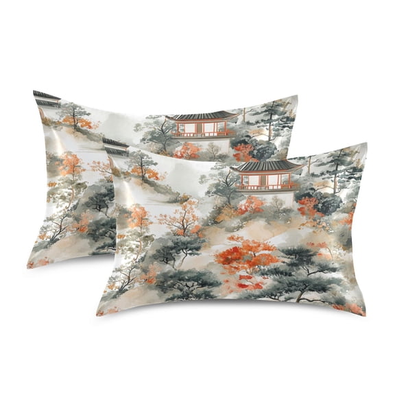 Yayeee Pillowcase Standard Size Set of 2 Satin Wrinkle Resistant Pillow Case, Mountain Pattern