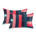 thumbnail image 1 of Yayeee Pillowcase Standard Size Set of 2 Satin Wrinkle Resistant Pillow Case, Navy Blue Stripes, 1 of 7