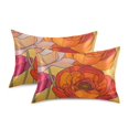 thumbnail image 1 of Yayeee Pillowcase Standard Size Set of 2 Satin Wrinkle Resistant Pillow Case, Orange Abstract Floral, 1 of 8